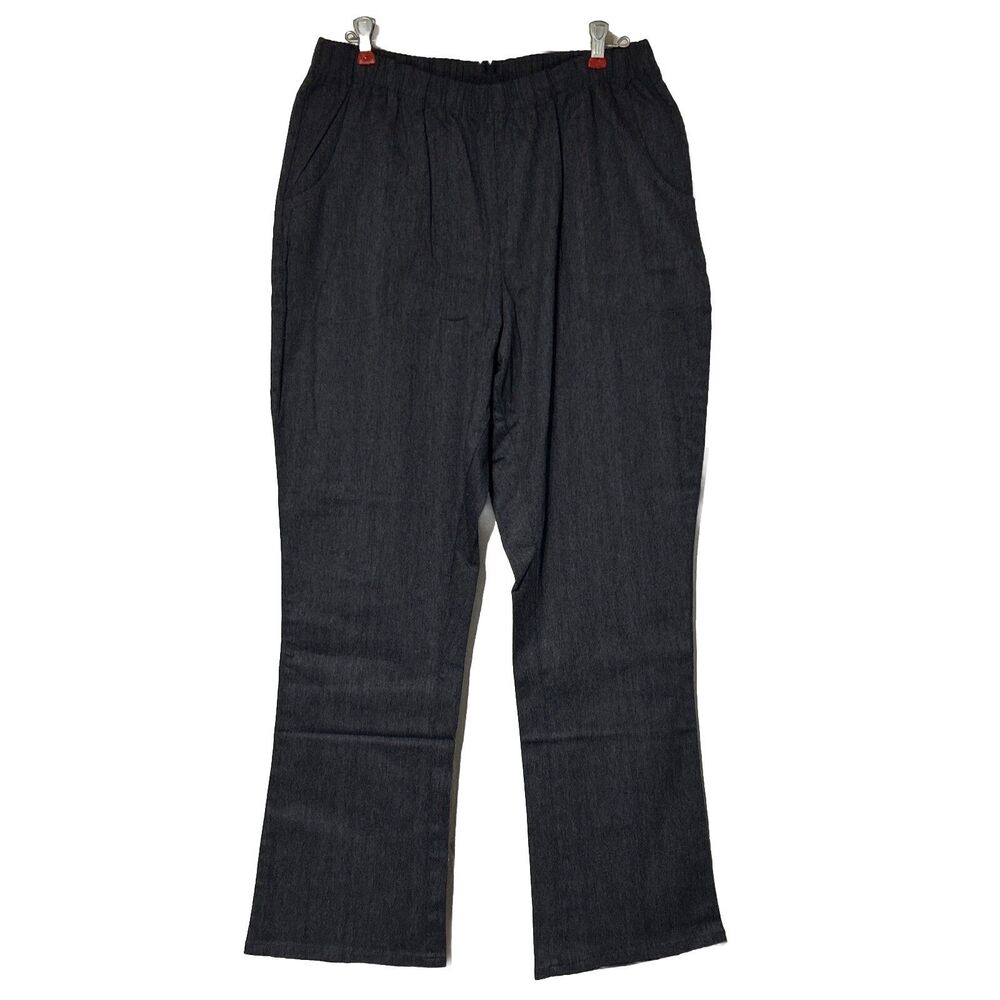 Roaman's Size 20W Dark Gray Pants Elastic Waist Pull On Straight Leg Stretch NWT
